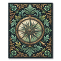 Ornate Gold Compass Sage Foliage Rug