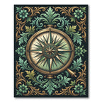 Ornate Gold Compass Sage Foliage Rug