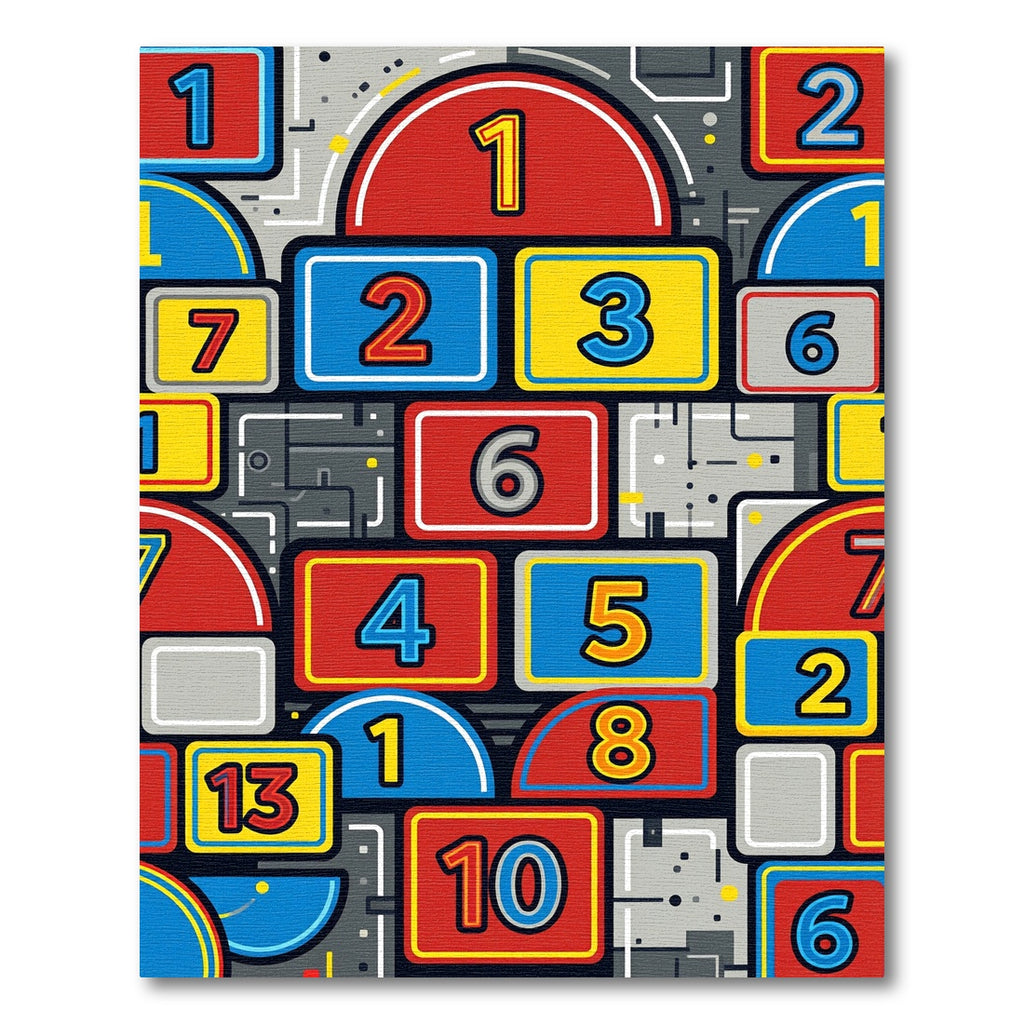 Colorful Geometric Numerical Abstract Art Rug