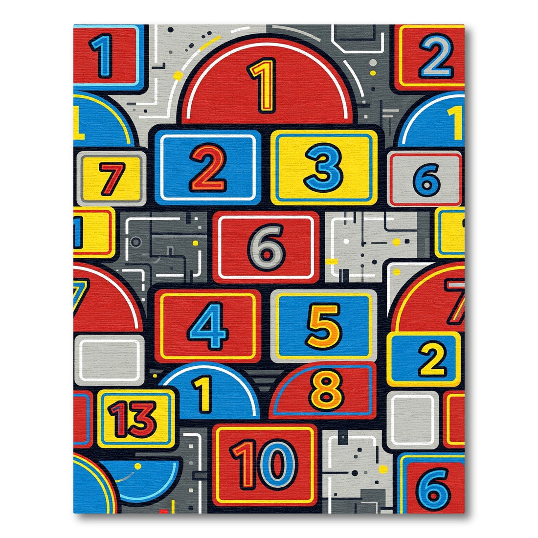 Colorful Geometric Numerical Abstract Art Rug
