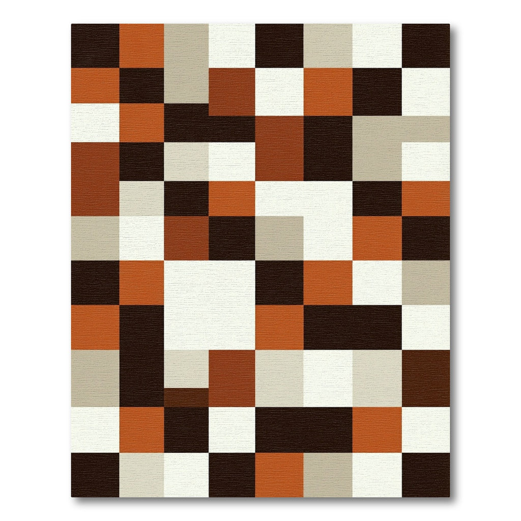 Modern Earthen Mosaic Geometric Block Rug