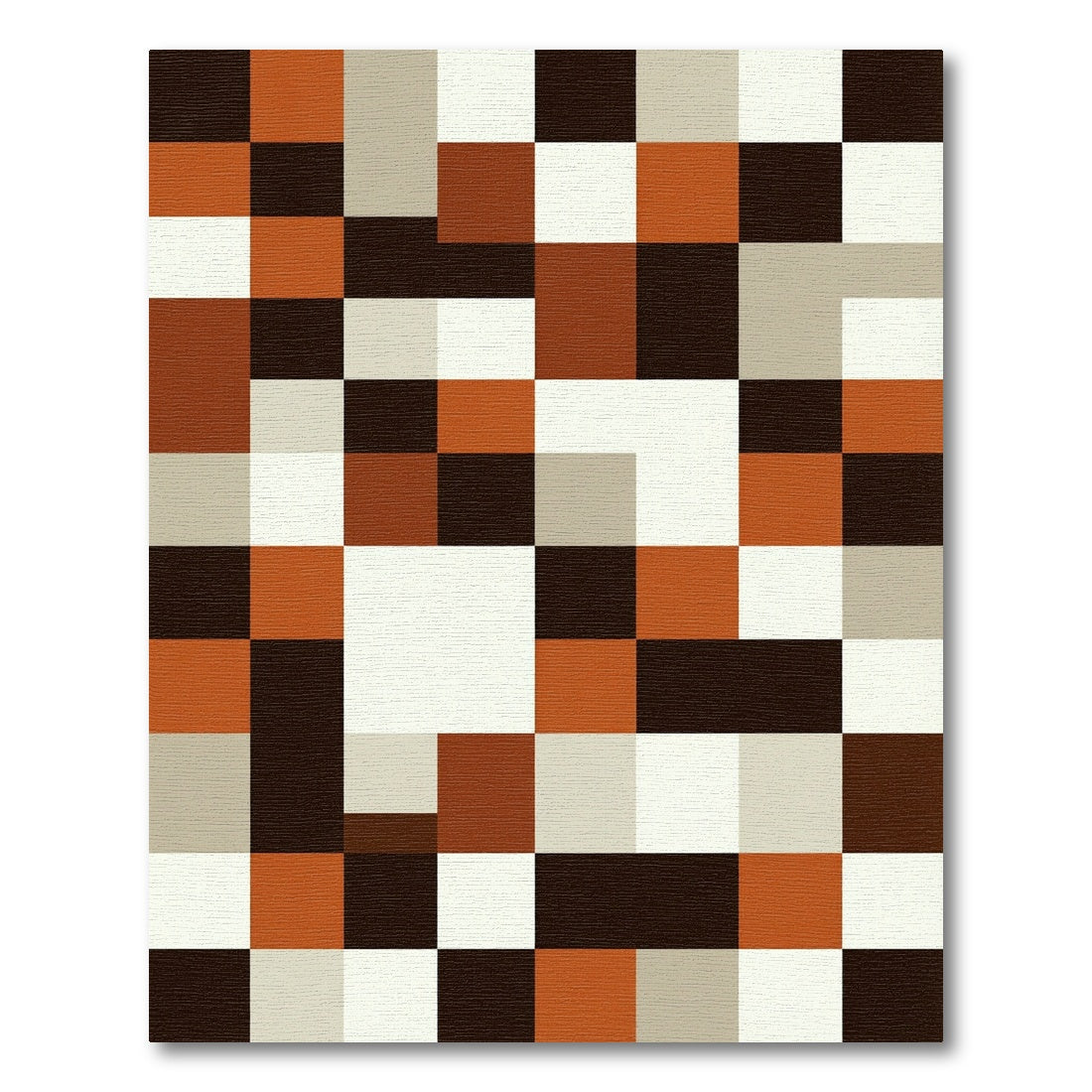 Modern Earthen Mosaic Geometric Block Rug