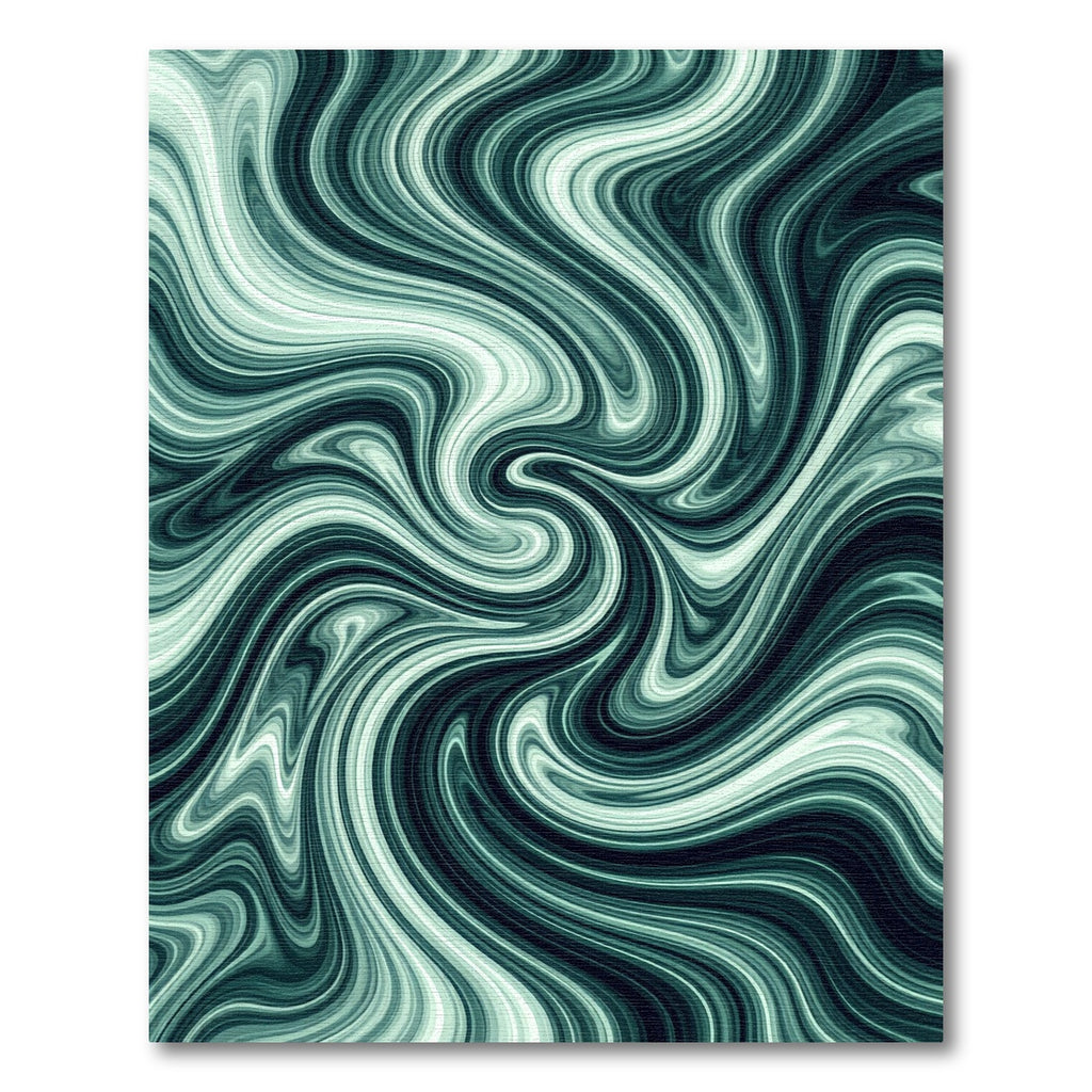 Emerald Green Abstract Fluid Swirl Rug