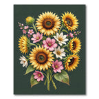 Vibrant Golden Sunflower Floral Bouquet Rug