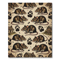 Rustic Field Mouse Farmhouse Paw Print Rug