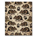 Rustic Field Mouse Farmhouse Paw Print Rug