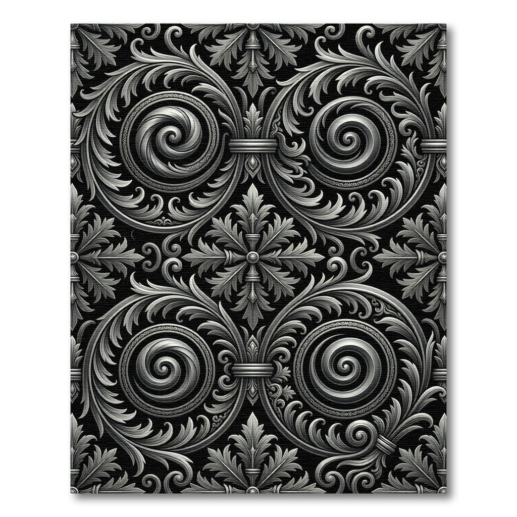 Ornate Silver Acanthus Swirl Rug