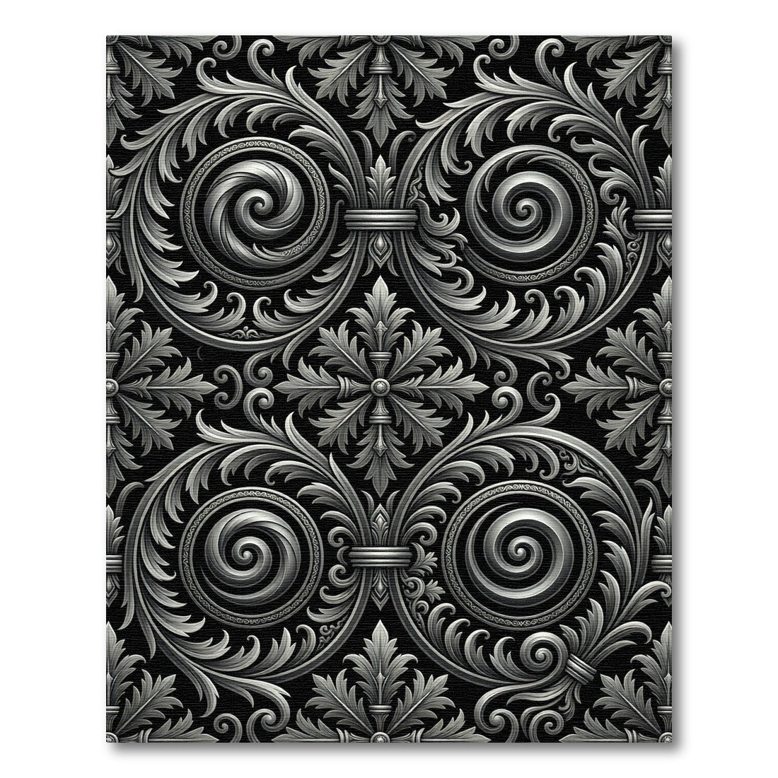 Ornate Silver Acanthus Swirl Rug