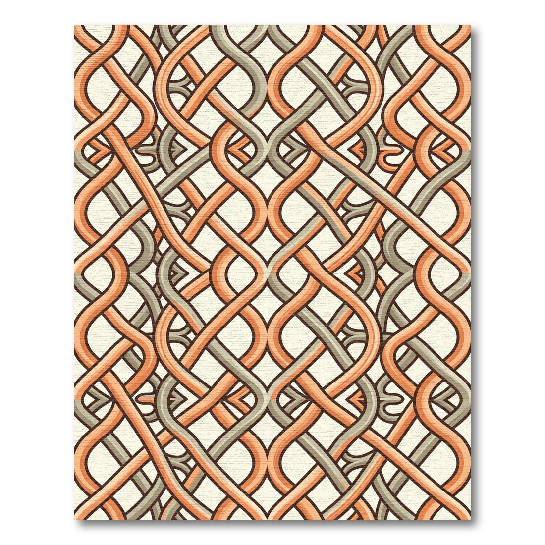 Intertwined Terracotta and Sage Woven Links Rug