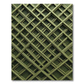 Olive Green Overlapping Geometric Grid Rug