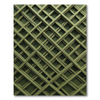Olive Green Overlapping Geometric Grid Rug