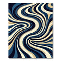 Abstract Navy and Cream Flowing Swirls Rug
