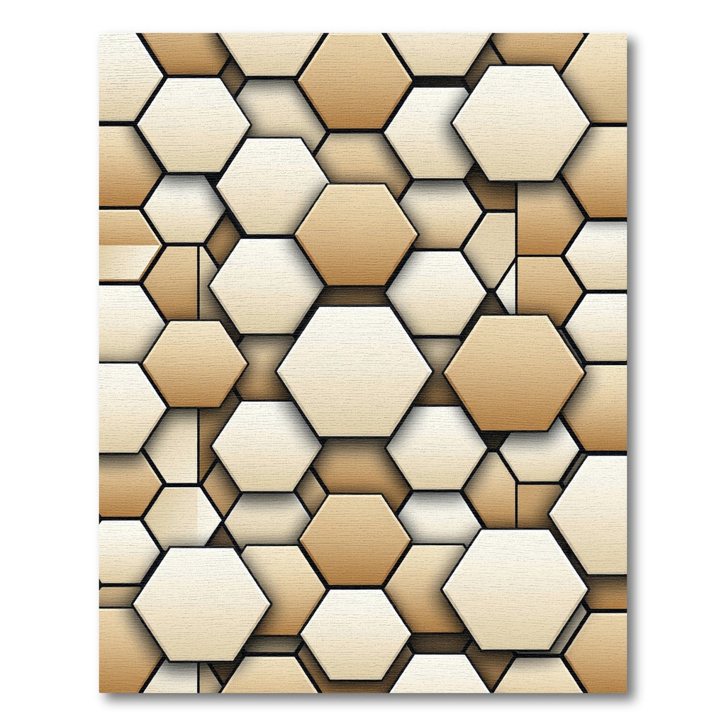 Earthy Tones Hexagonal Grid Rug
