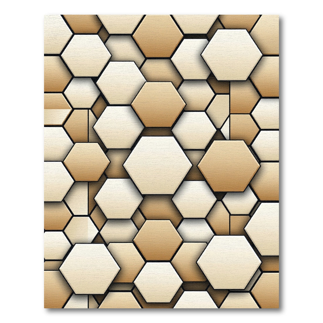 Earthy Tones Hexagonal Grid Rug
