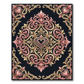 Elegant Pink Gold Heart Scrollwork Rug