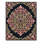 Elegant Pink Gold Heart Scrollwork Rug