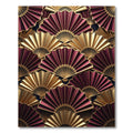 Art Deco Gold and Burgundy Fan Rug