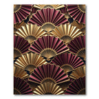 Art Deco Gold and Burgundy Fan Rug