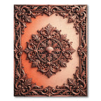 Ornate Copper Shell Scrollwork Frame Rug