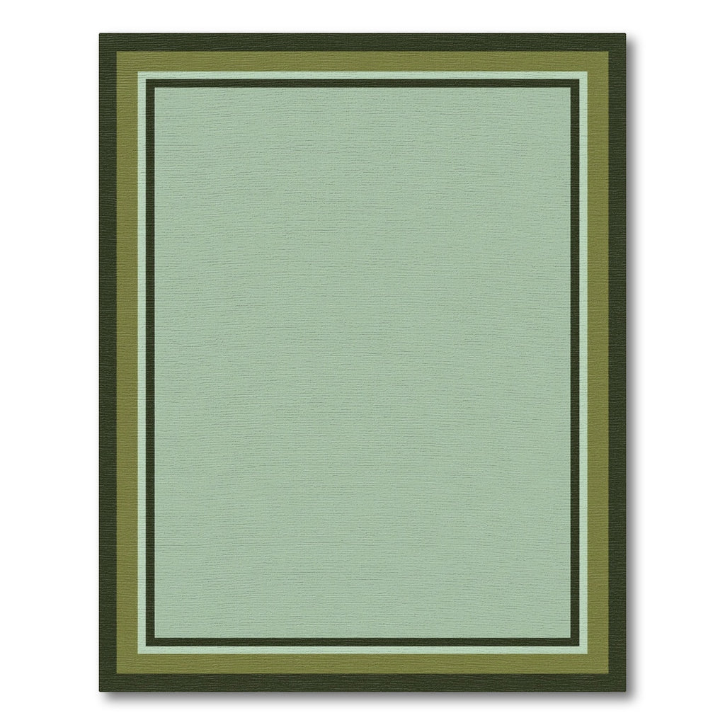 Green Forest Geometric Border Rug