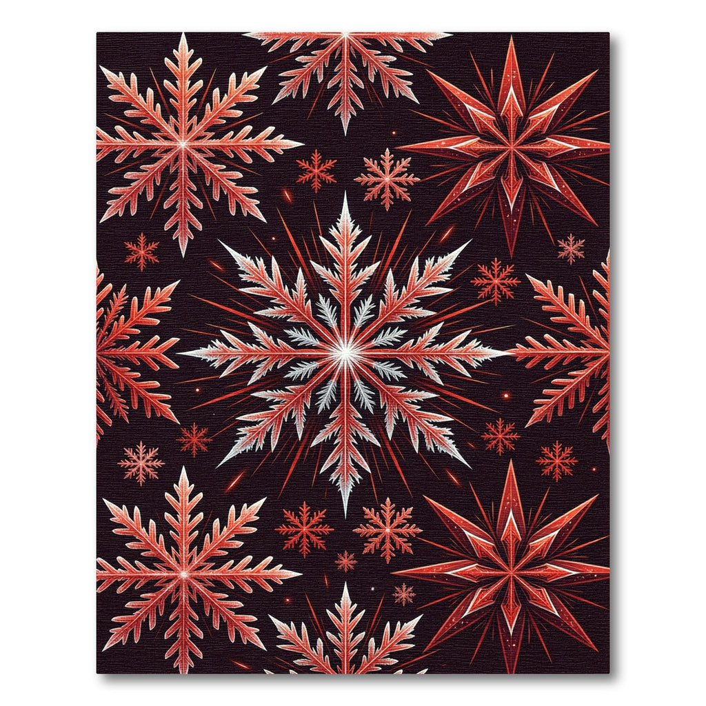 Crimson Snowflake Burst Pattern Rug