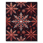 Crimson Snowflake Burst Pattern Rug