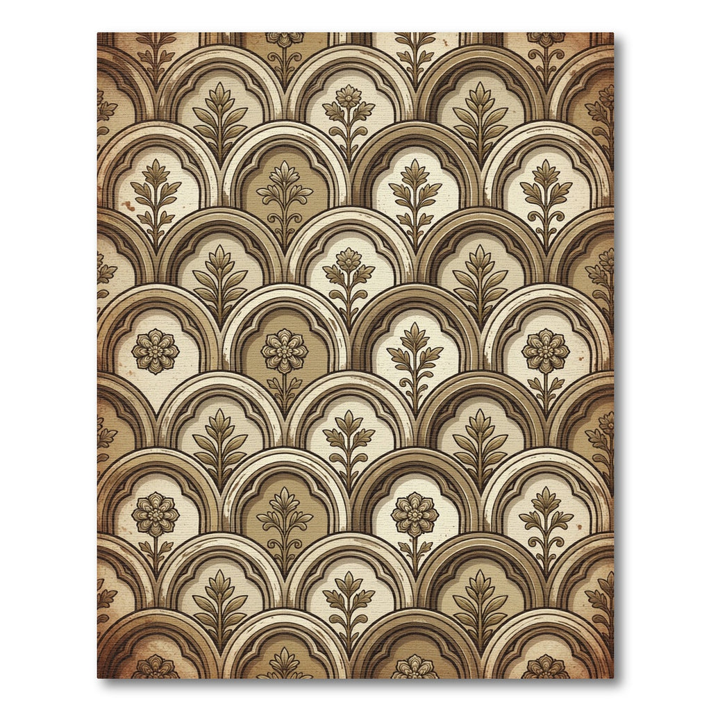 Vintage Arched Foliage Neutral Scroll Rug