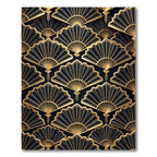 Elegant Black and Gold Art Deco Fan Rug