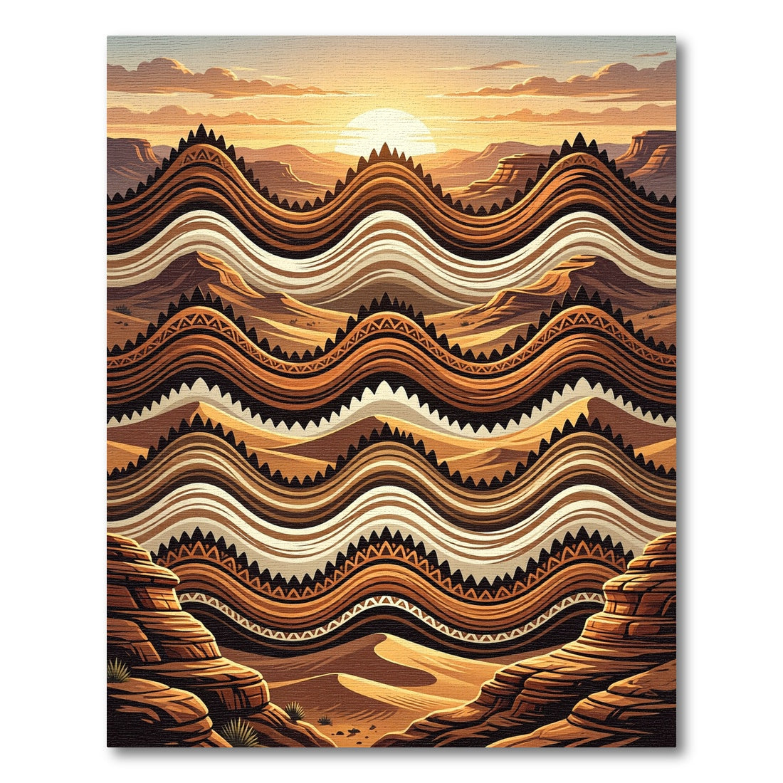 Wavy Desert Landscape Sunset Rug