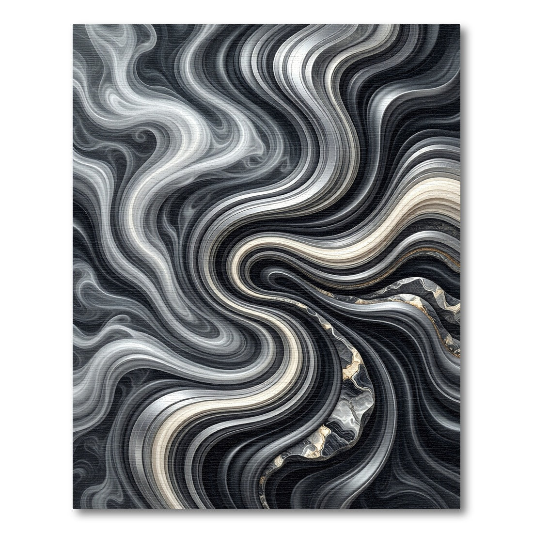 Monochromatic Swirl Marbling Agate Accents Rug