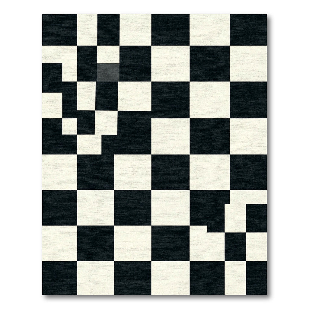 Modern Monochrome Geometric Checkerboard Grid Rug
