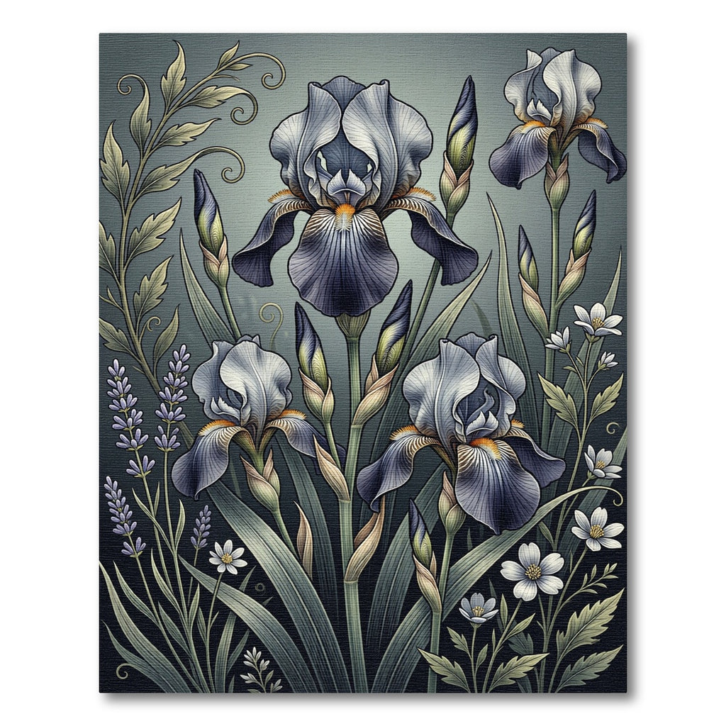 Serene Blue Iris Botanical Garden Rug
