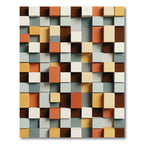 Mid Century Cubes Terracotta Teal Rug