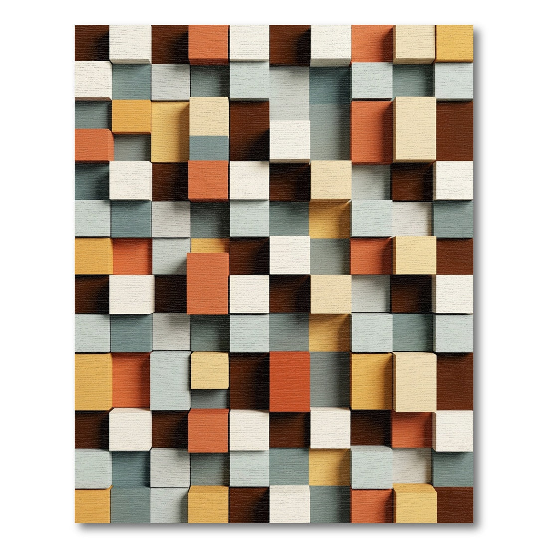 Mid Century Cubes Terracotta Teal Rug