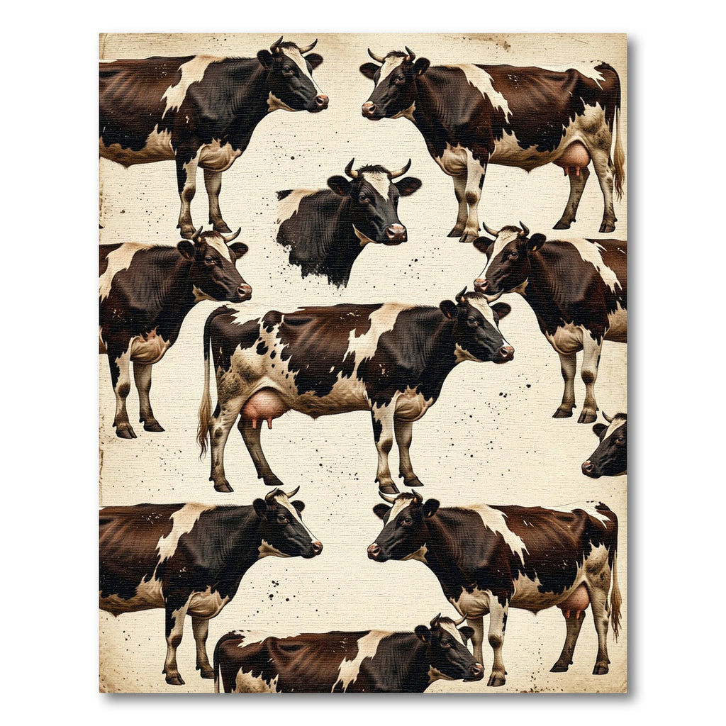 Rustic Brown and White Cow Farmhouse Rug