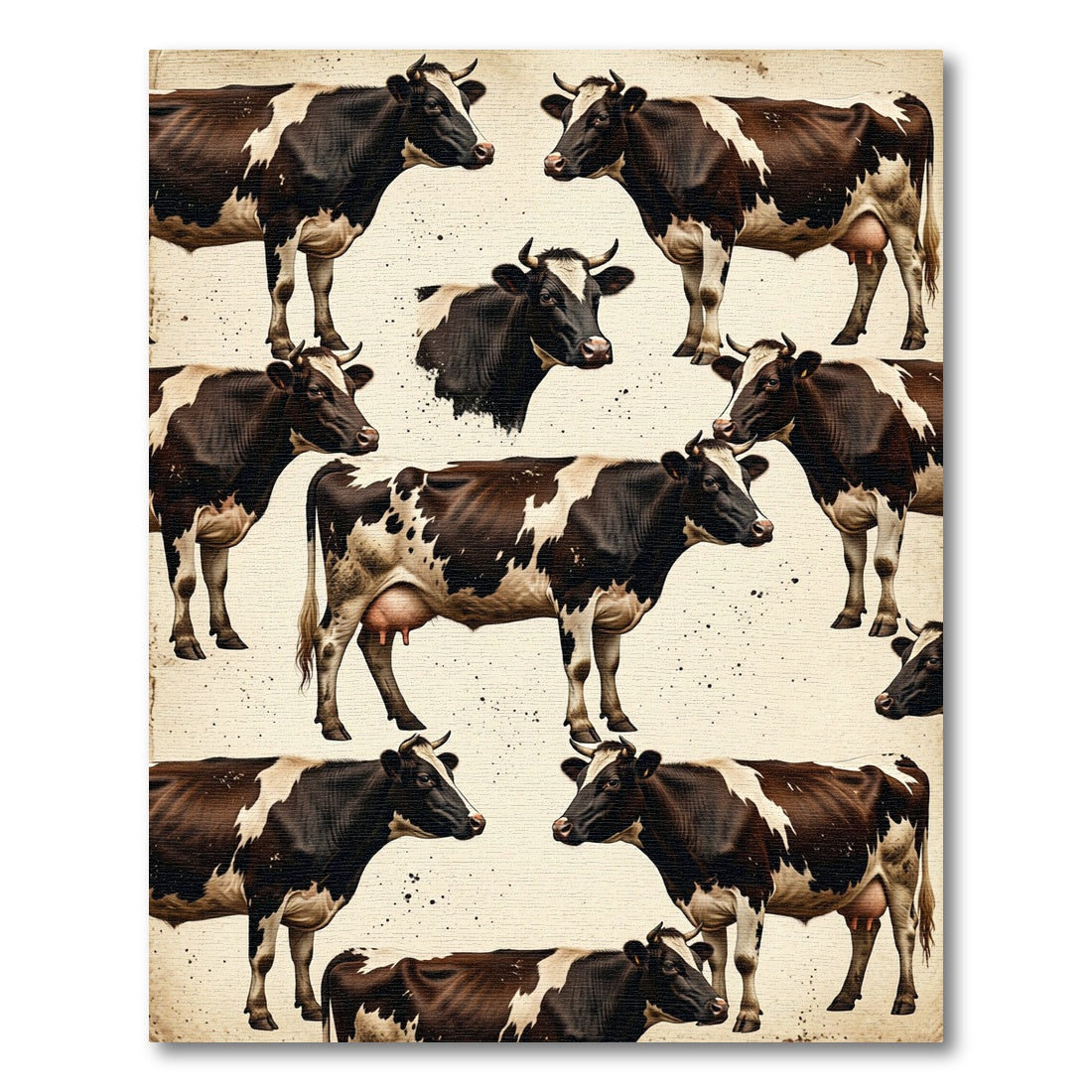 Rustic Brown and White Cow Farmhouse Rug