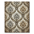 Antique Gold Floral Damask Baroque Repeat Rug