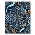 Deep Teal Orange Floral Mandala Rug