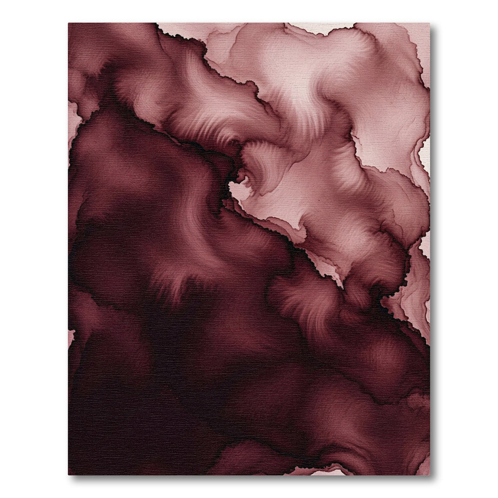 Deep Burgundy Abstract Alcohol Ink Swirl Rug