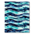 Abstract Navy and Teal Wavy Water Rug