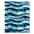 Abstract Navy and Teal Wavy Water Rug