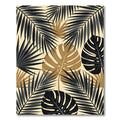 Black and Gold Tropical Palm Leaf Rug