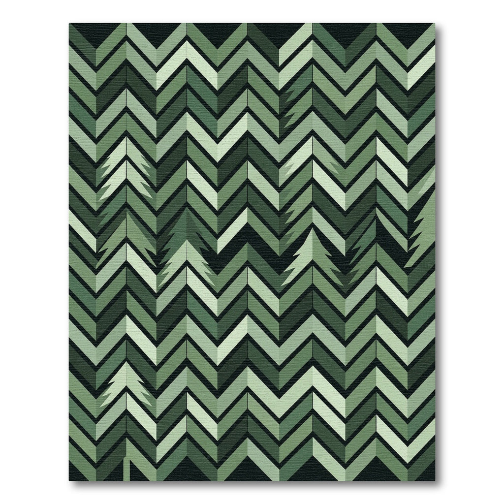 Forest Green Chevron Trees Rug