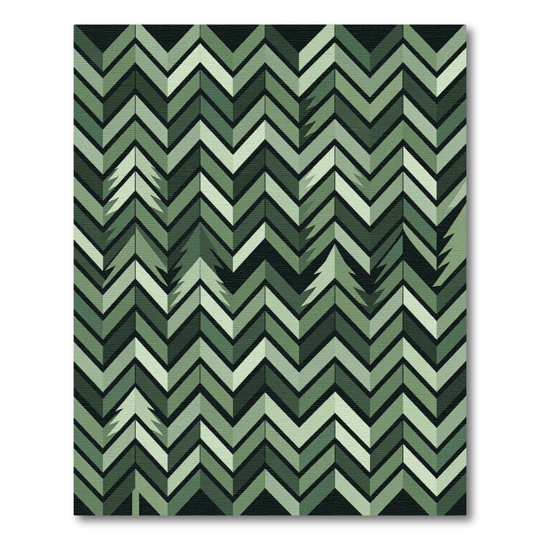 Forest Green Chevron Trees Rug