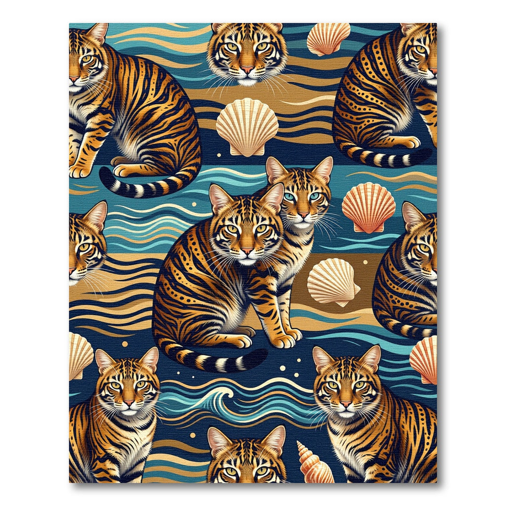 Tiger Ocean Wave Seashell Composition Rug