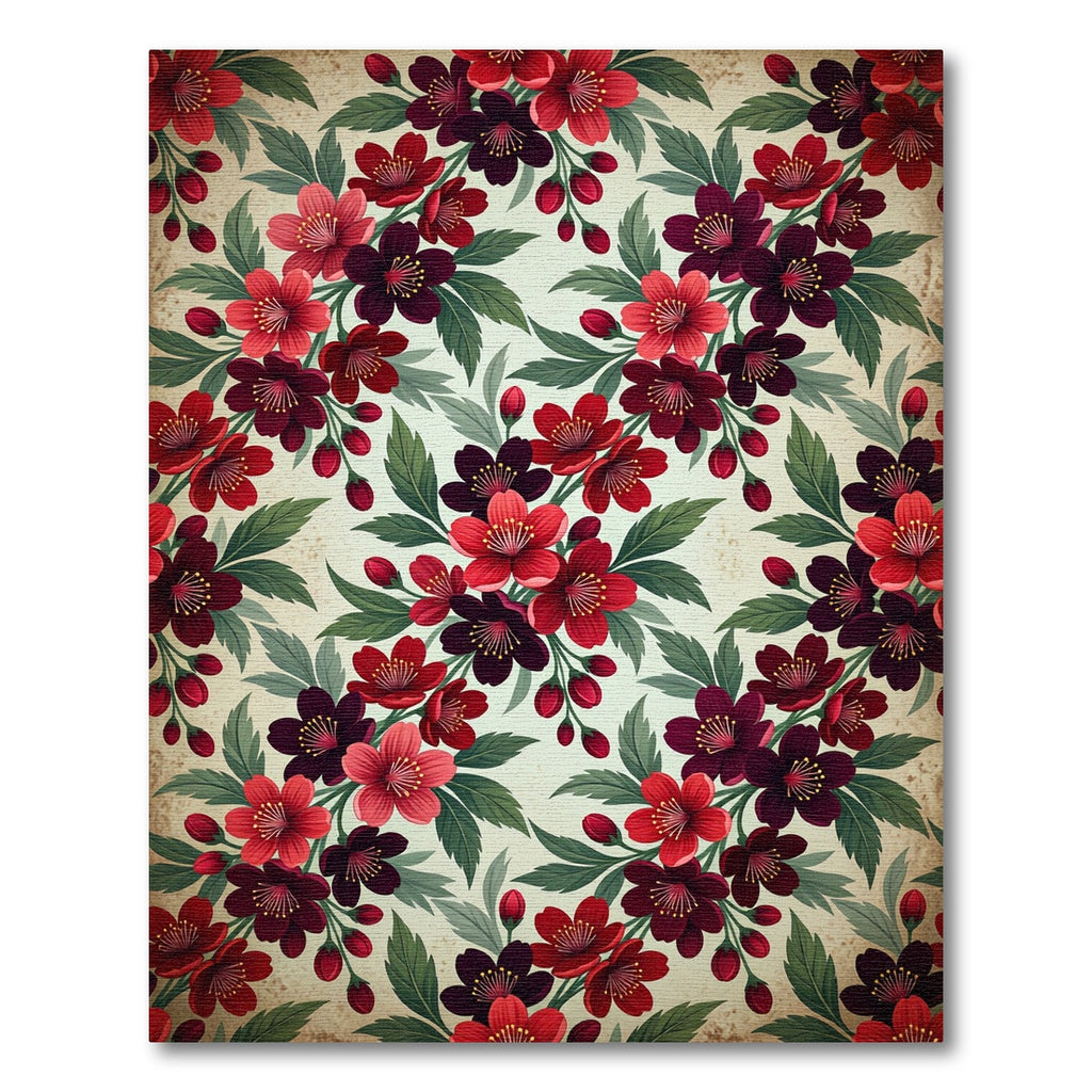 Crimson Cherry Blossom Branches Rug