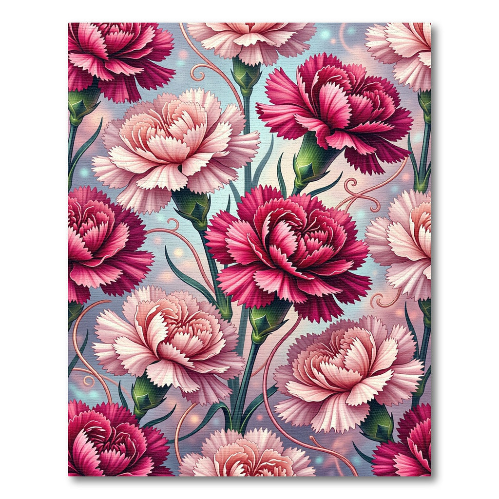 Blush And Crimson Carnation Floral Rug