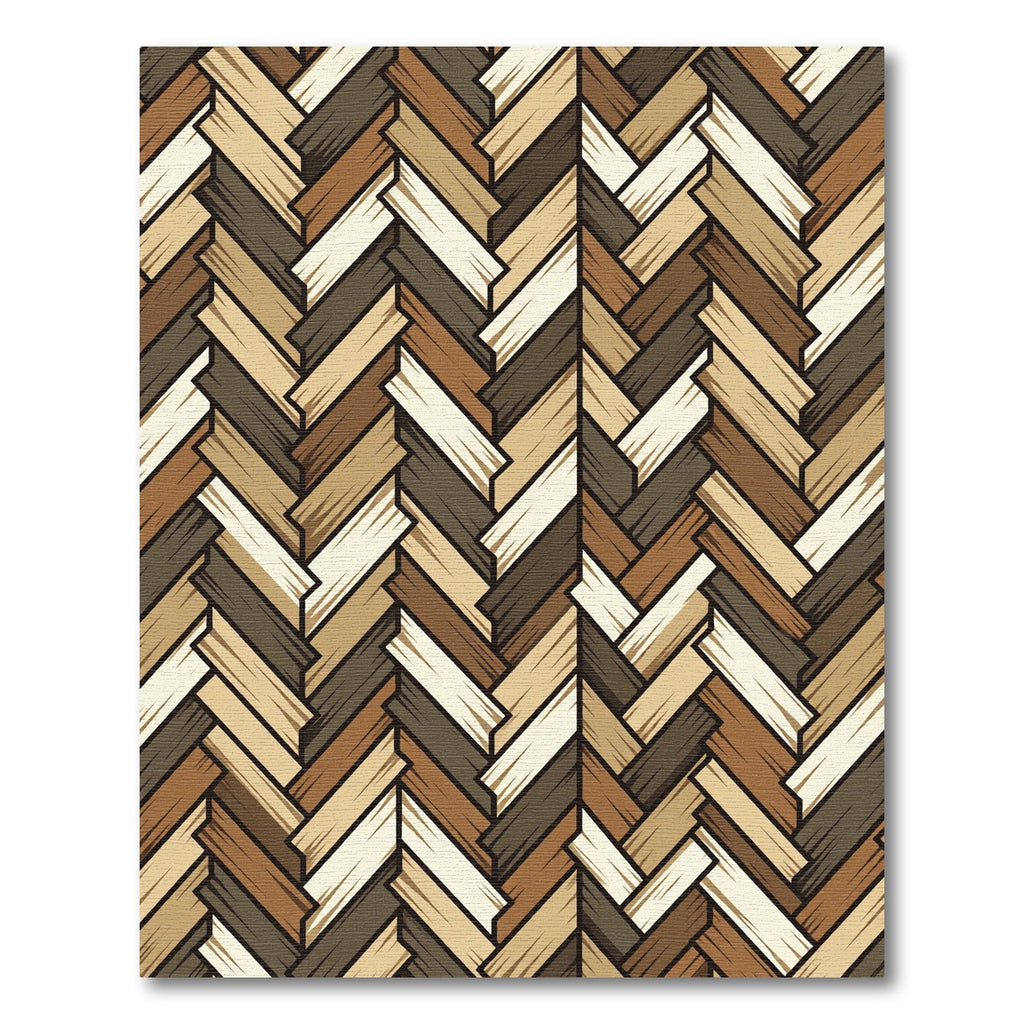 Neutral Earthy Herringbone Wood Grain Rug