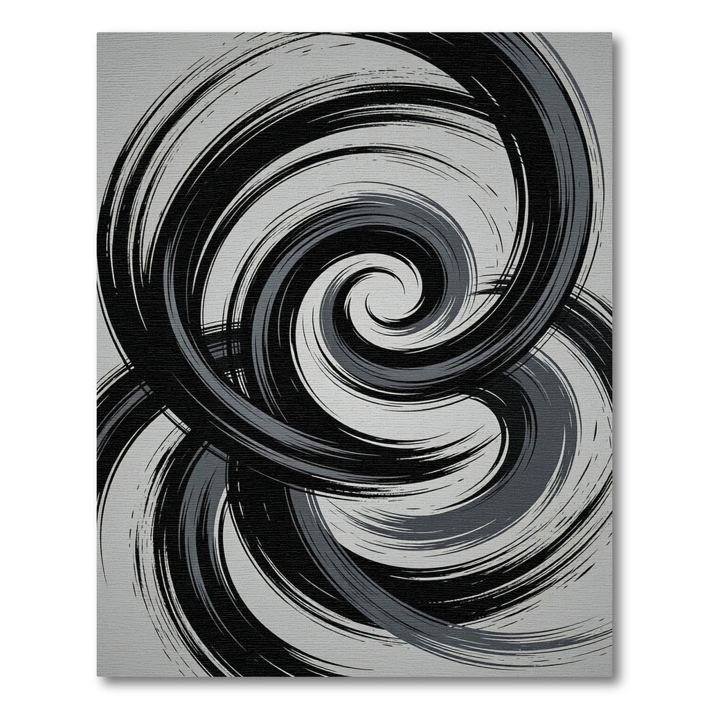 Minimalist Monochrome Abstract Swirl Art Rug