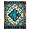Teal Blue Geometric Floral Diamond Rug